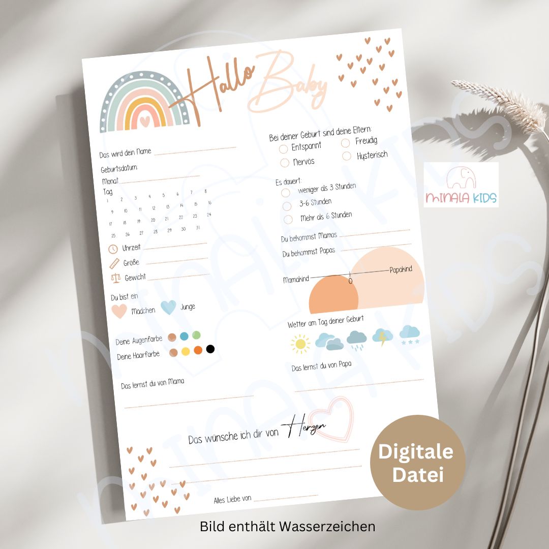 Babyparty Ratespiel | Babyshower | Digitale Datei zum Download - MINALA Shop