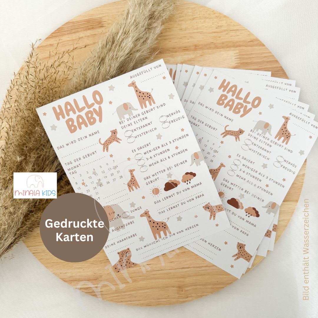 Babyparty Ratespiel | Babyshower | gedruckte Karten - MINALA Shop