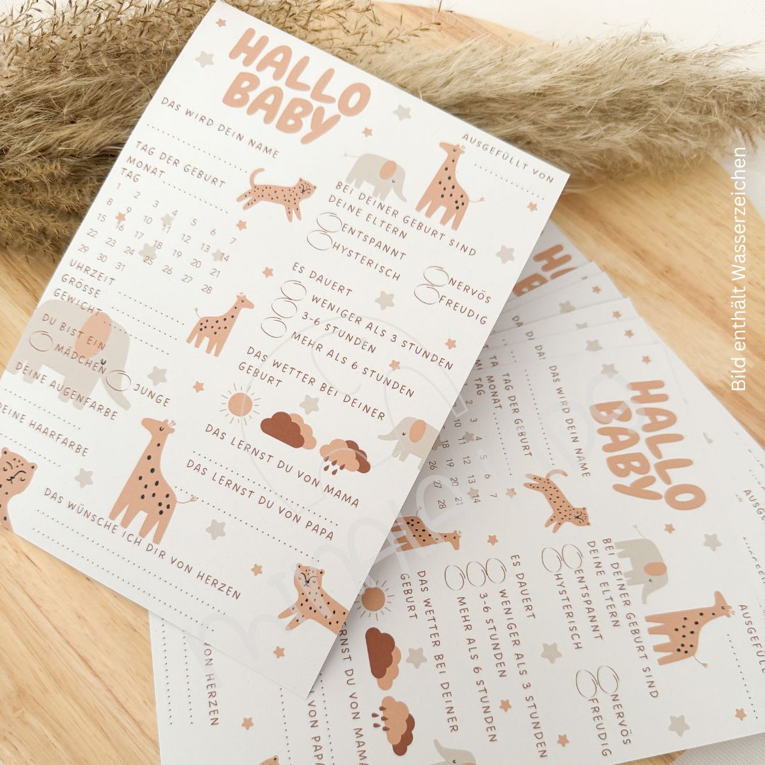 Babyparty Ratespiel | Babyshower | gedruckte Karten - MINALA Shop